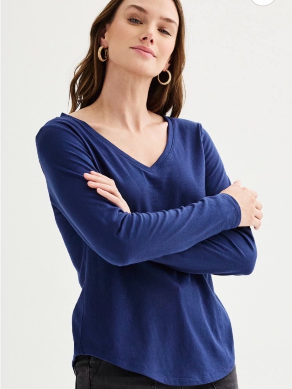 Women's Sonoma Goods For Life® Everyday Long Sleeve V-Neck Tee/Blue/Size XXL